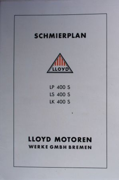 Lloyd Motoren LP 400 SL LK S lubrication plan 1958 (5117)